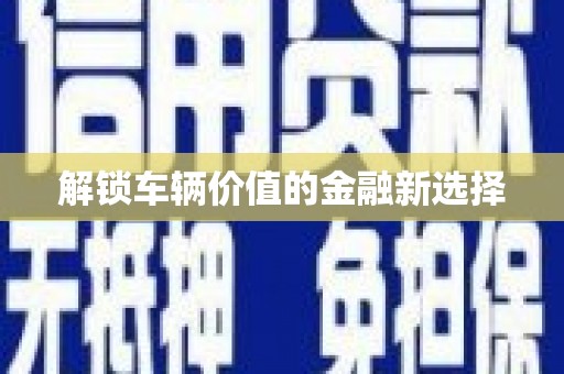 南浔解锁车辆价值的金融新选择